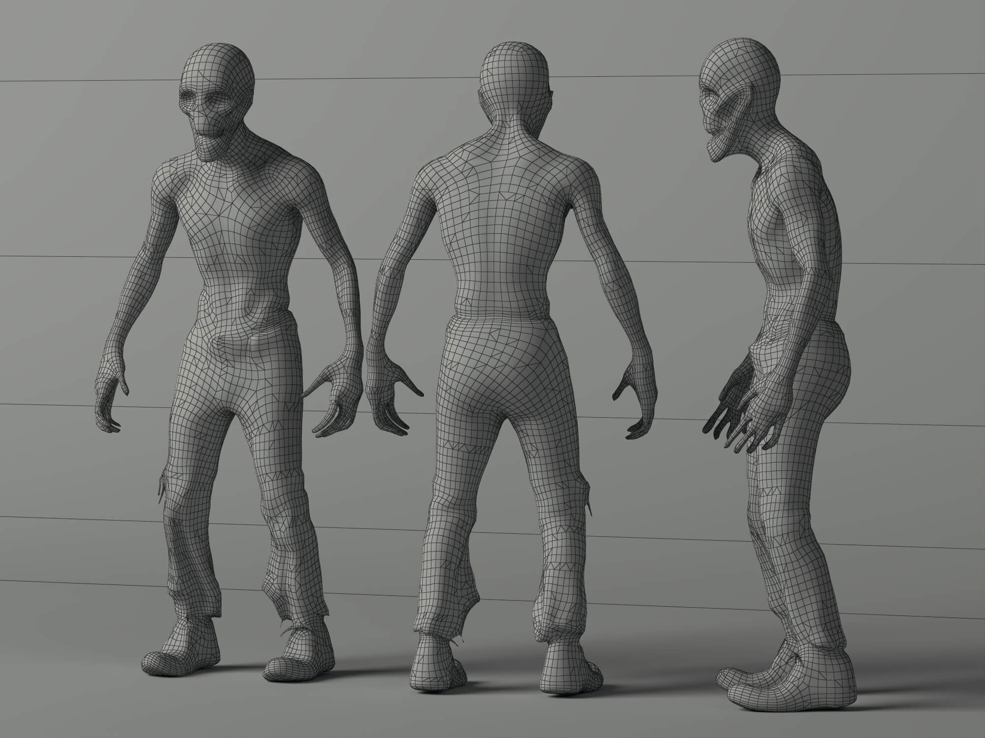 Realistic Male Zombie Character 3D Model 3D Model