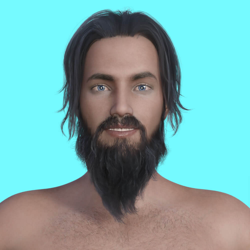R3D Long Hair and Beard Set 01 for G8M Daz 3D by Rango2001