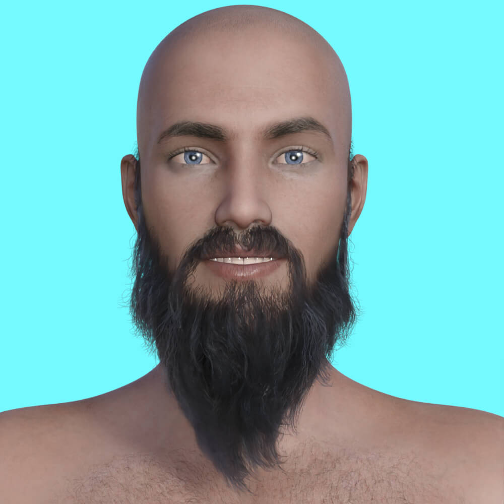 R3D Long Hair and Beard Set 01 for G8M Daz 3D Daz Content
