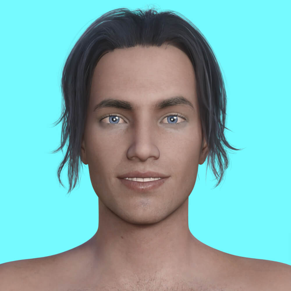 R3D Long Hair and Beard Set 01 for G8M Daz 3D Daz Content