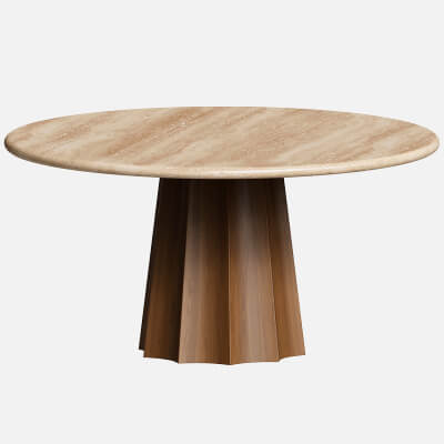 Aldrin Travertine Round Dining Table