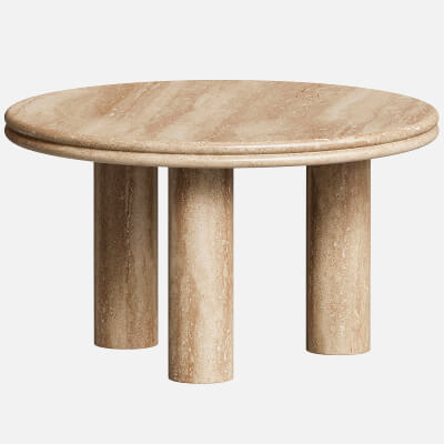 Amora Faux Travertine Indoor and Outdoor Round Accent Table