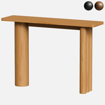 Oak Console Table with Fluted Legs