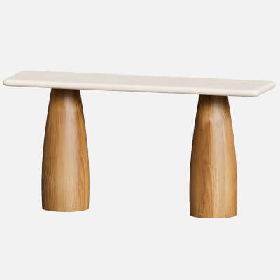 Palm Springs Oval Console White Marble