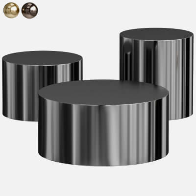 Polished Stainless Steel Drum Tables