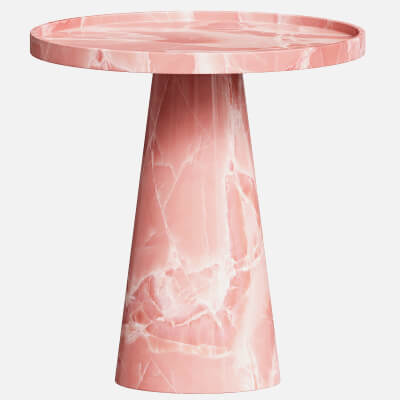 The Pedestal Cone Side Table in Pink Marble