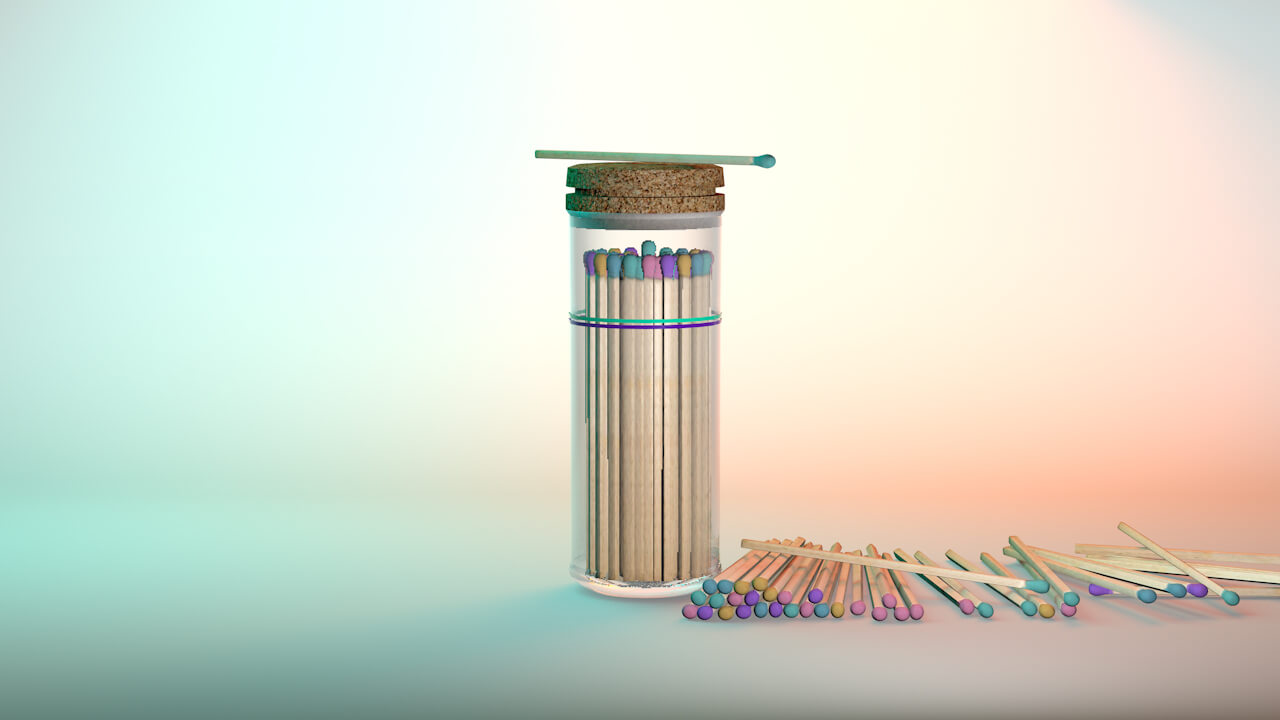 Colored Matchsticks 3D Model