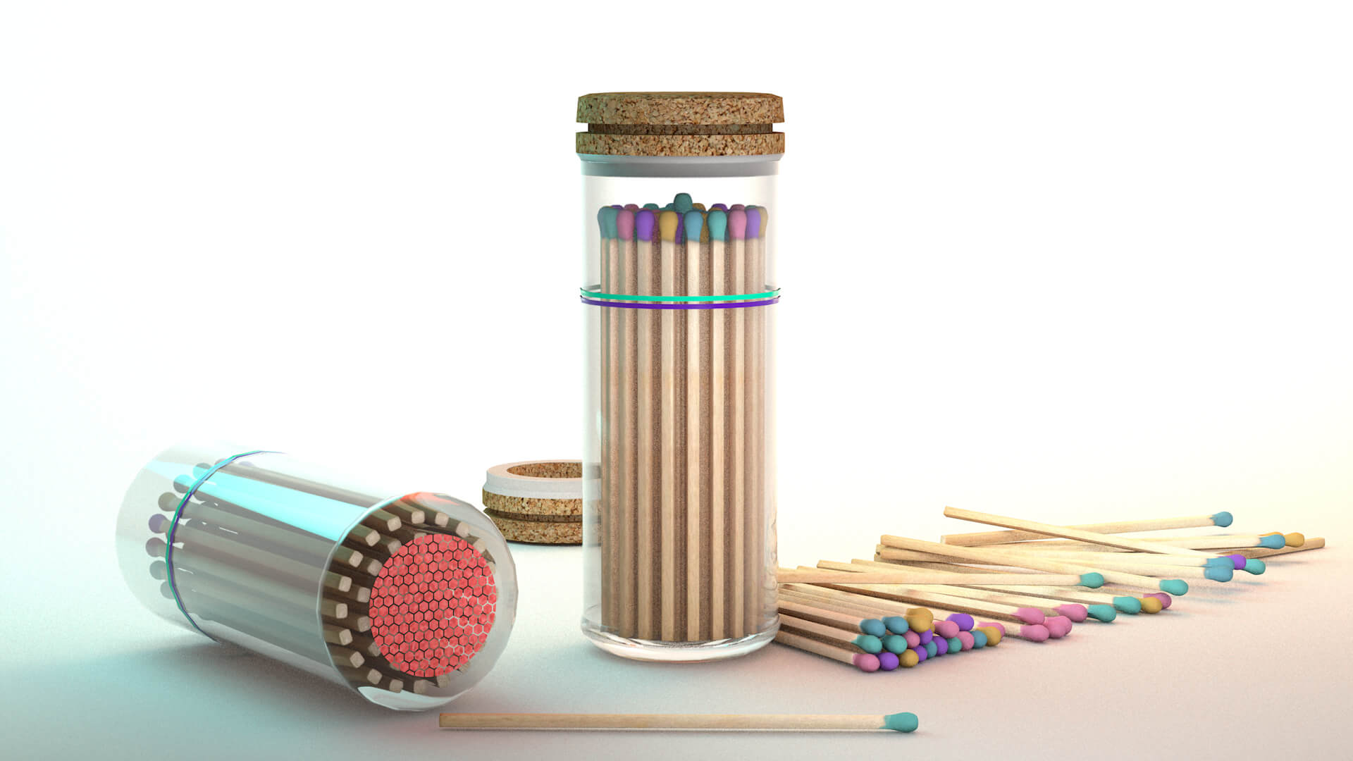 Colored Matchsticks 3D Model