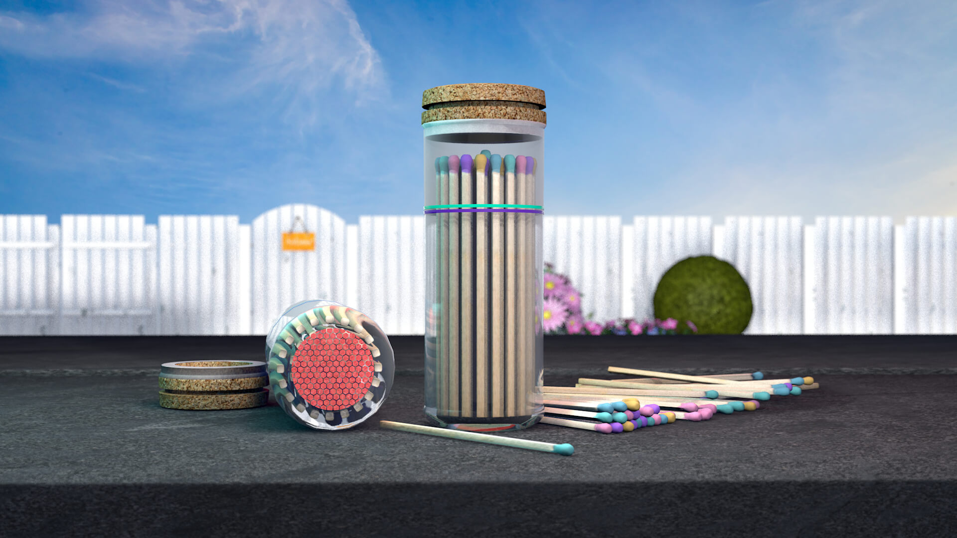 Colored Matchsticks 3D Model