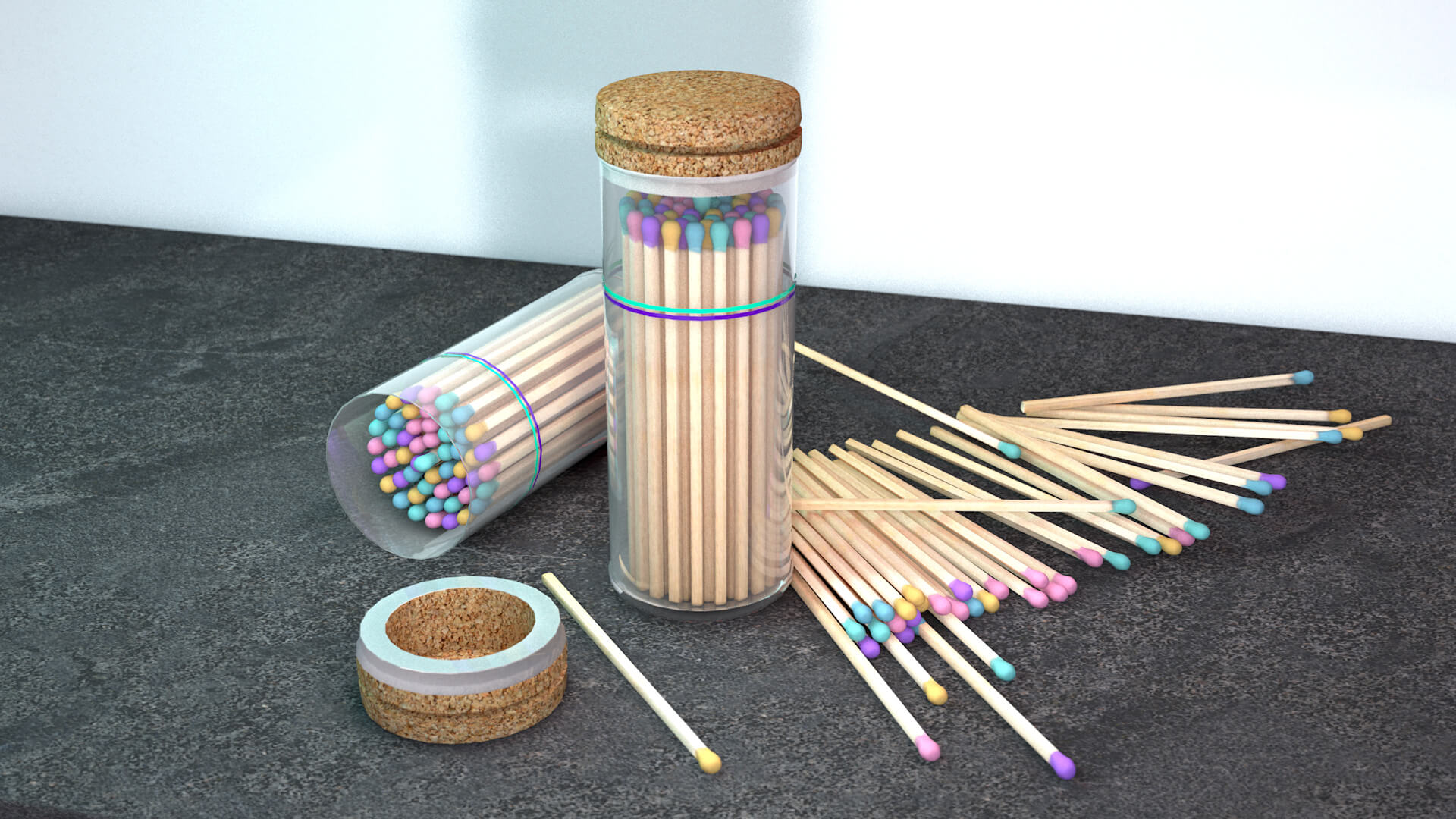 Colored Matchsticks 3D Model