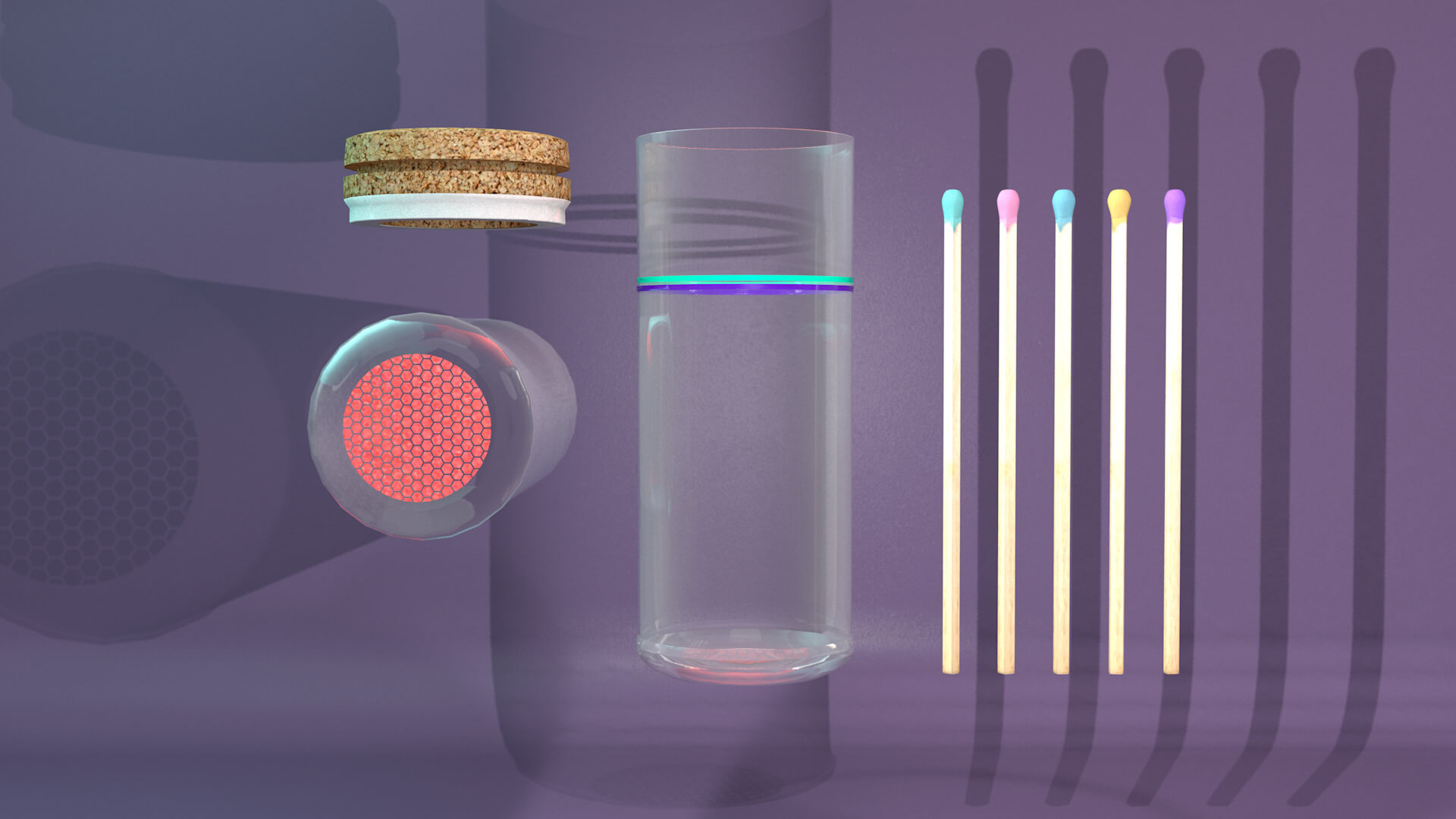 Colored Matchsticks 3D Model