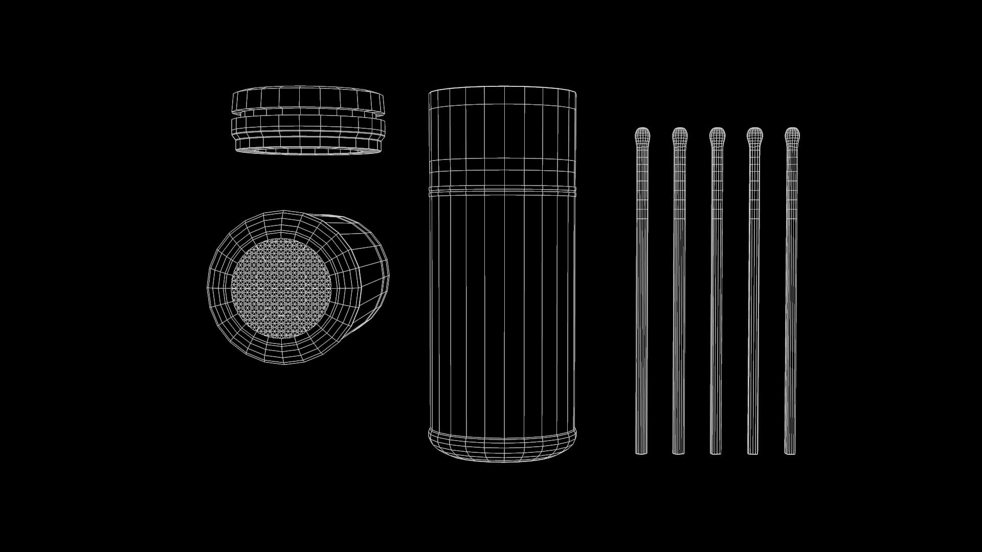 Colored Matchsticks 3D Model