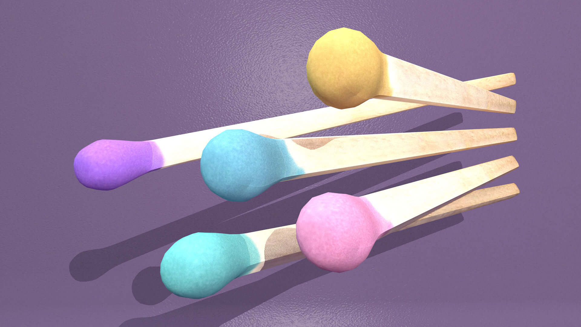 Colored Matchsticks 3D Model