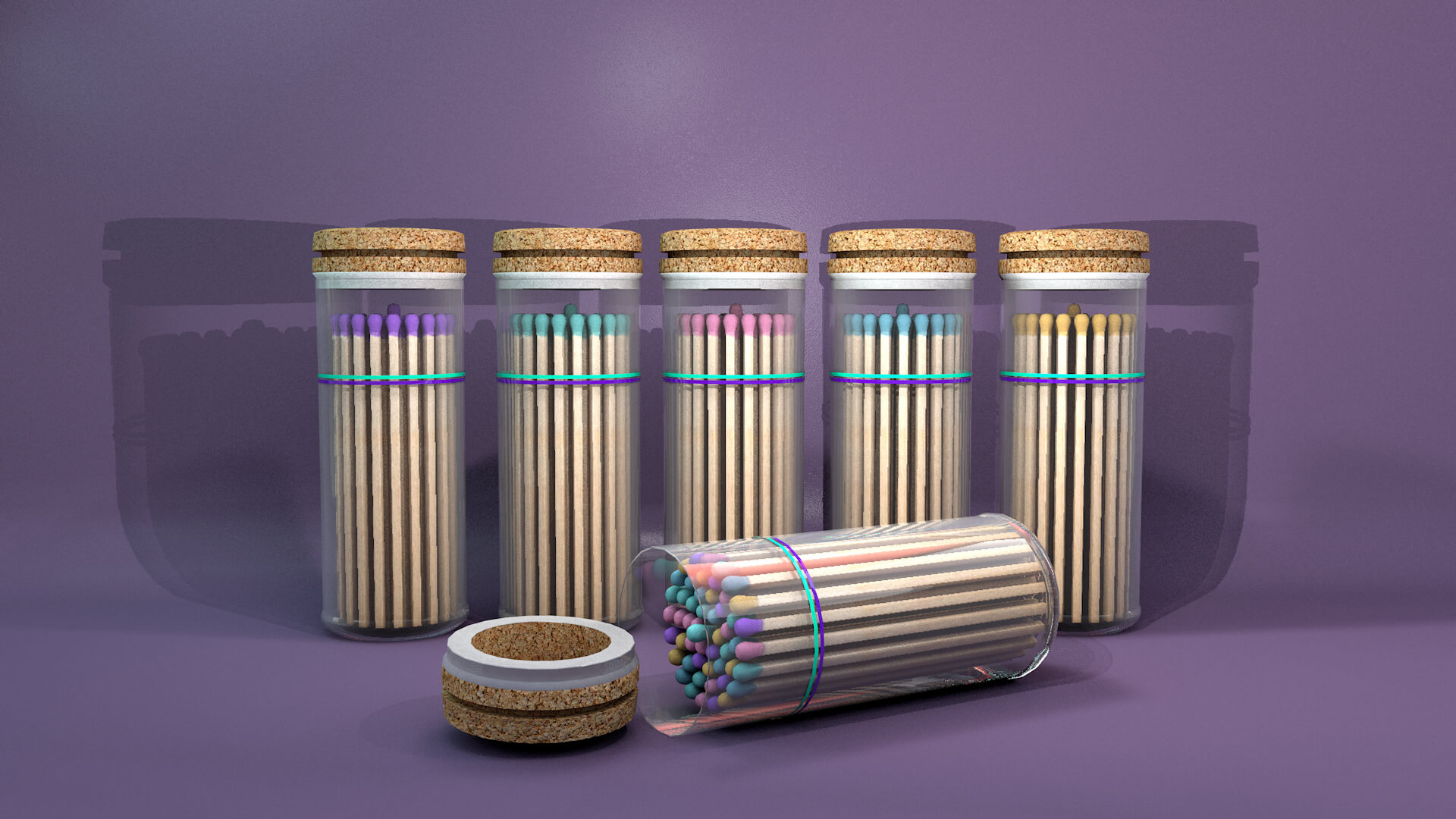 Colored Matchsticks 3D Model