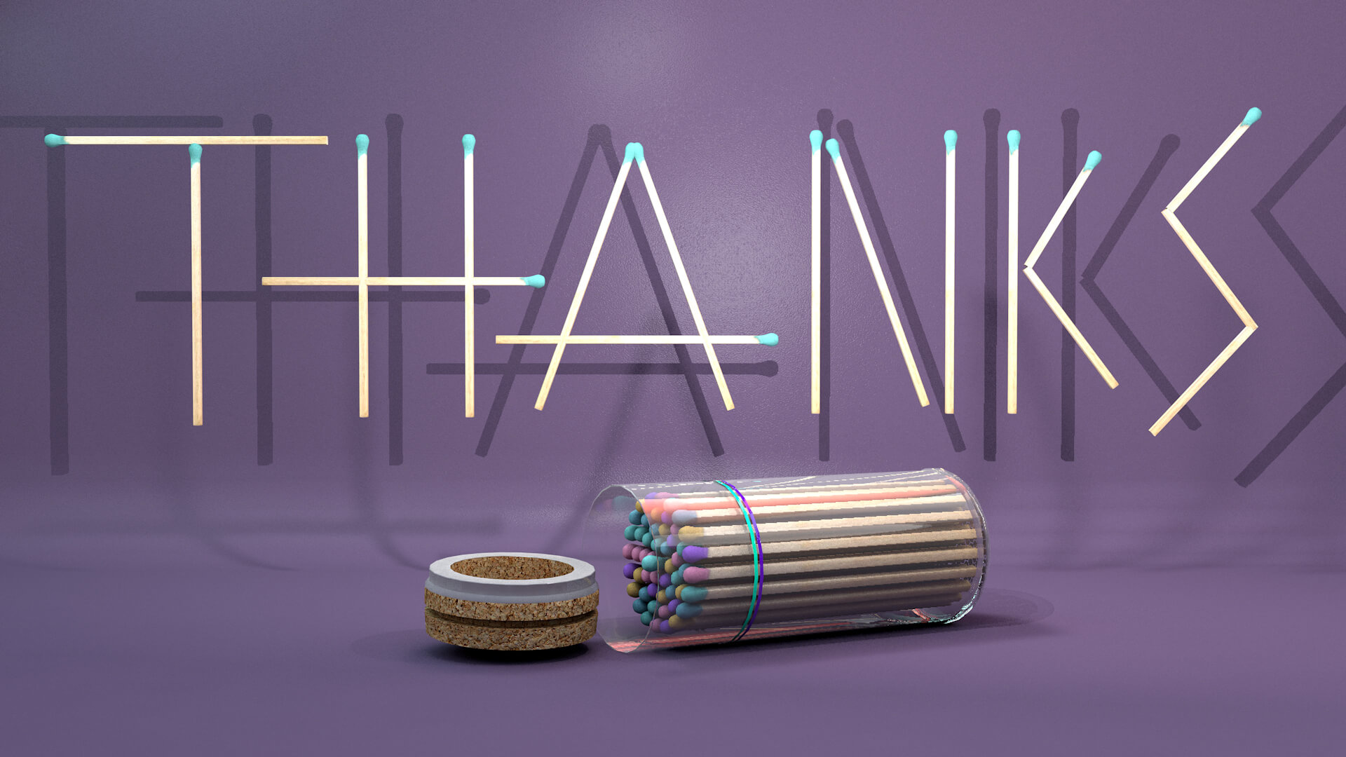 Colored Matchsticks 3D Model