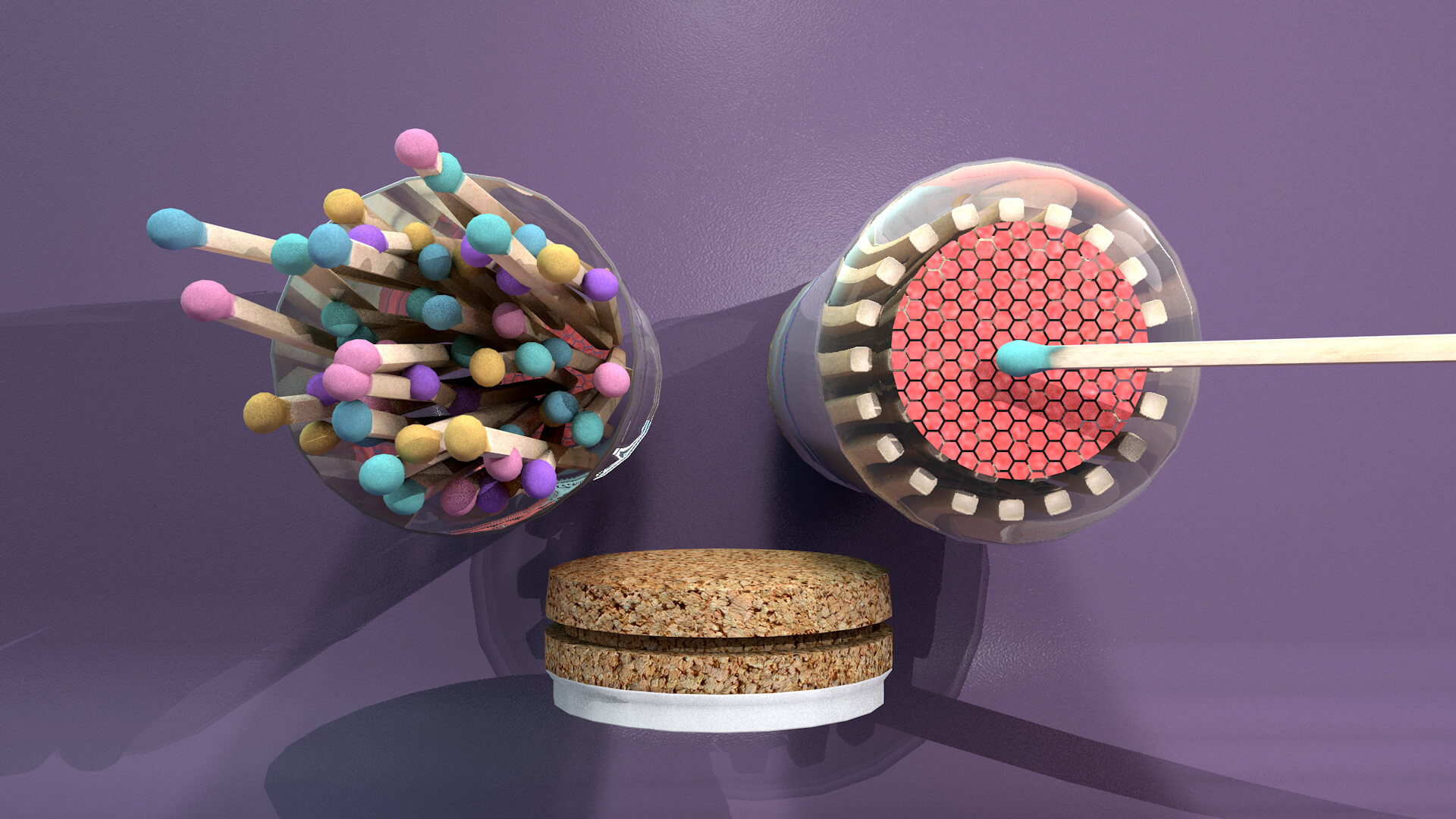 Colored Matchsticks 3D Model