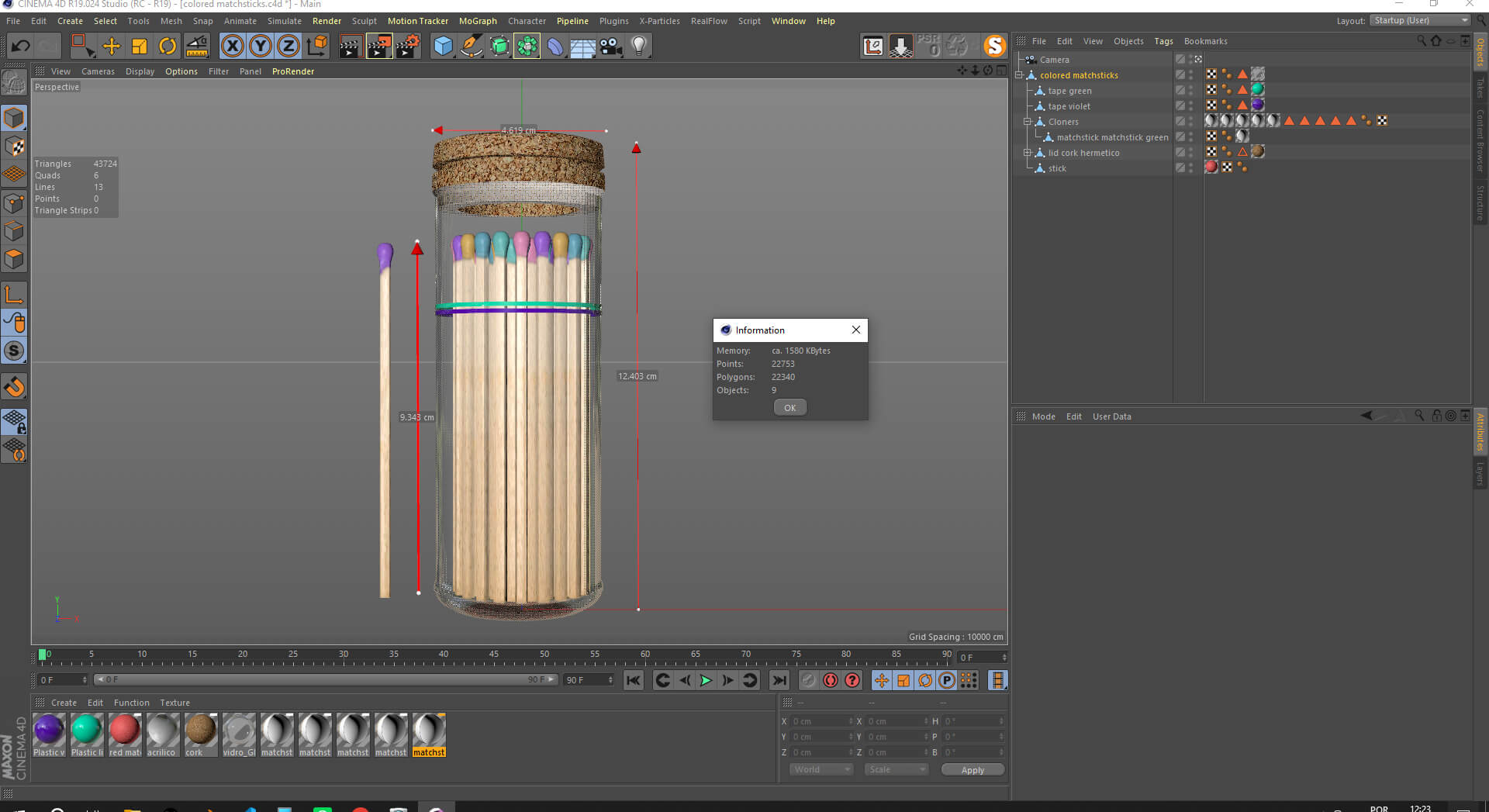 Colored Matchsticks 3D Model
