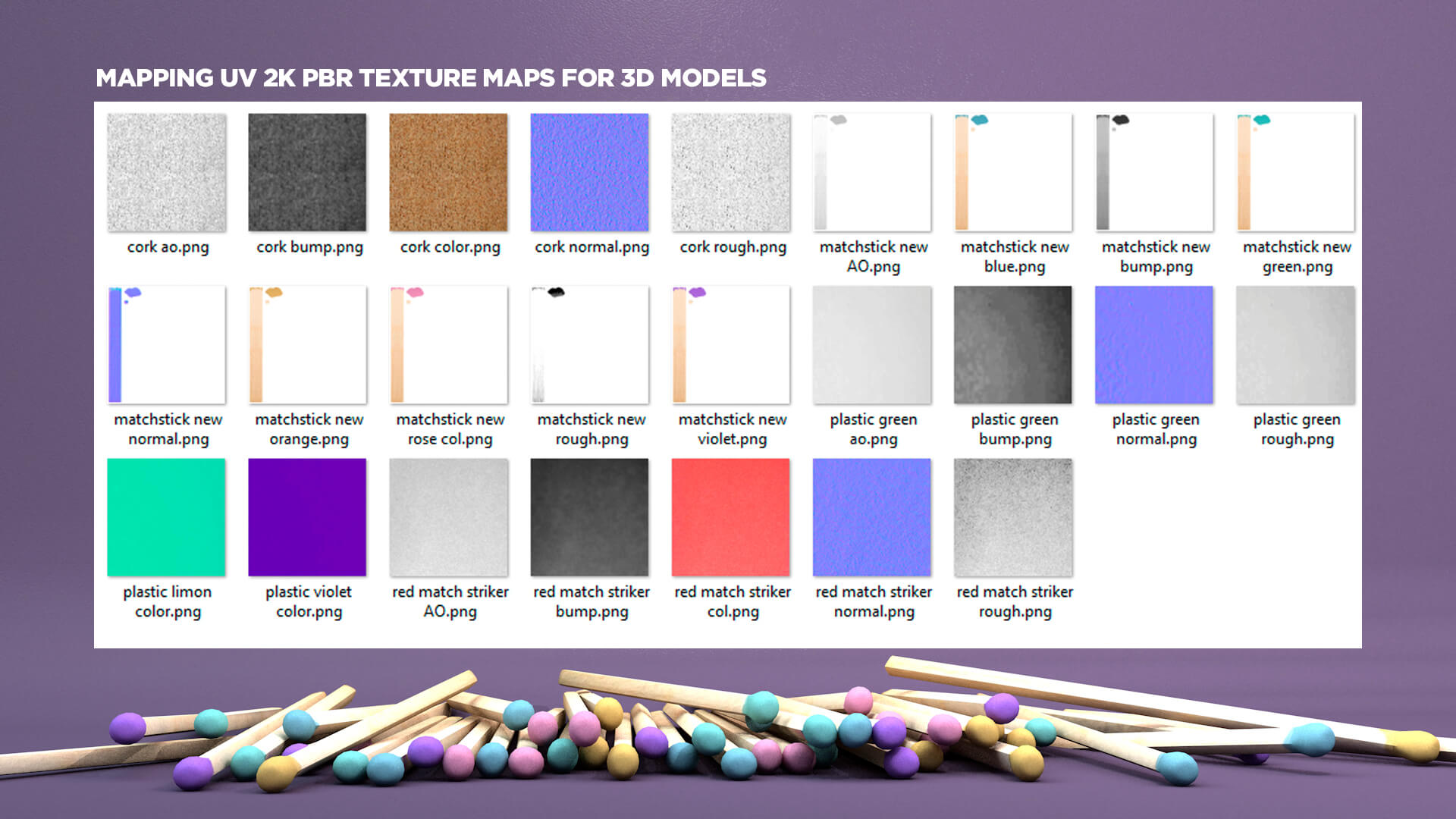 Colored Matchsticks 3D Model