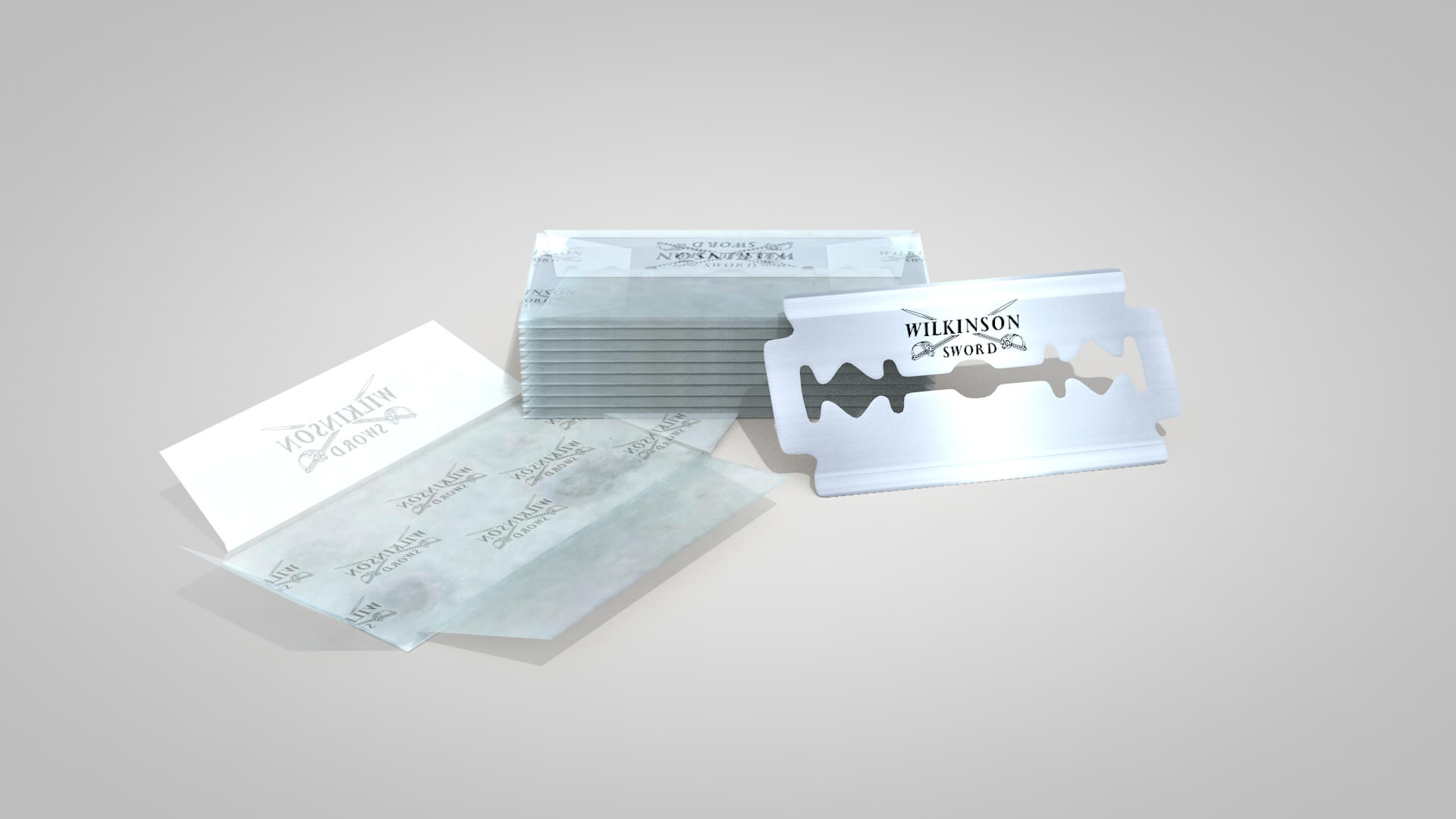 Razor Blade and Packaging 3D Model