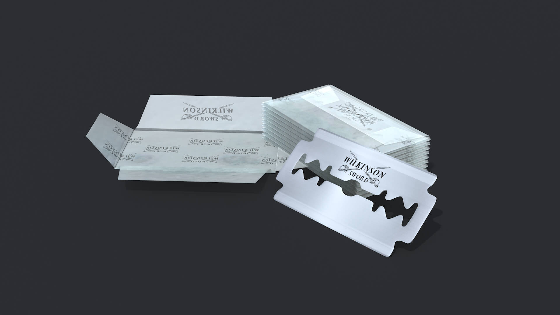 Razor Blade and Packaging 3D Model
