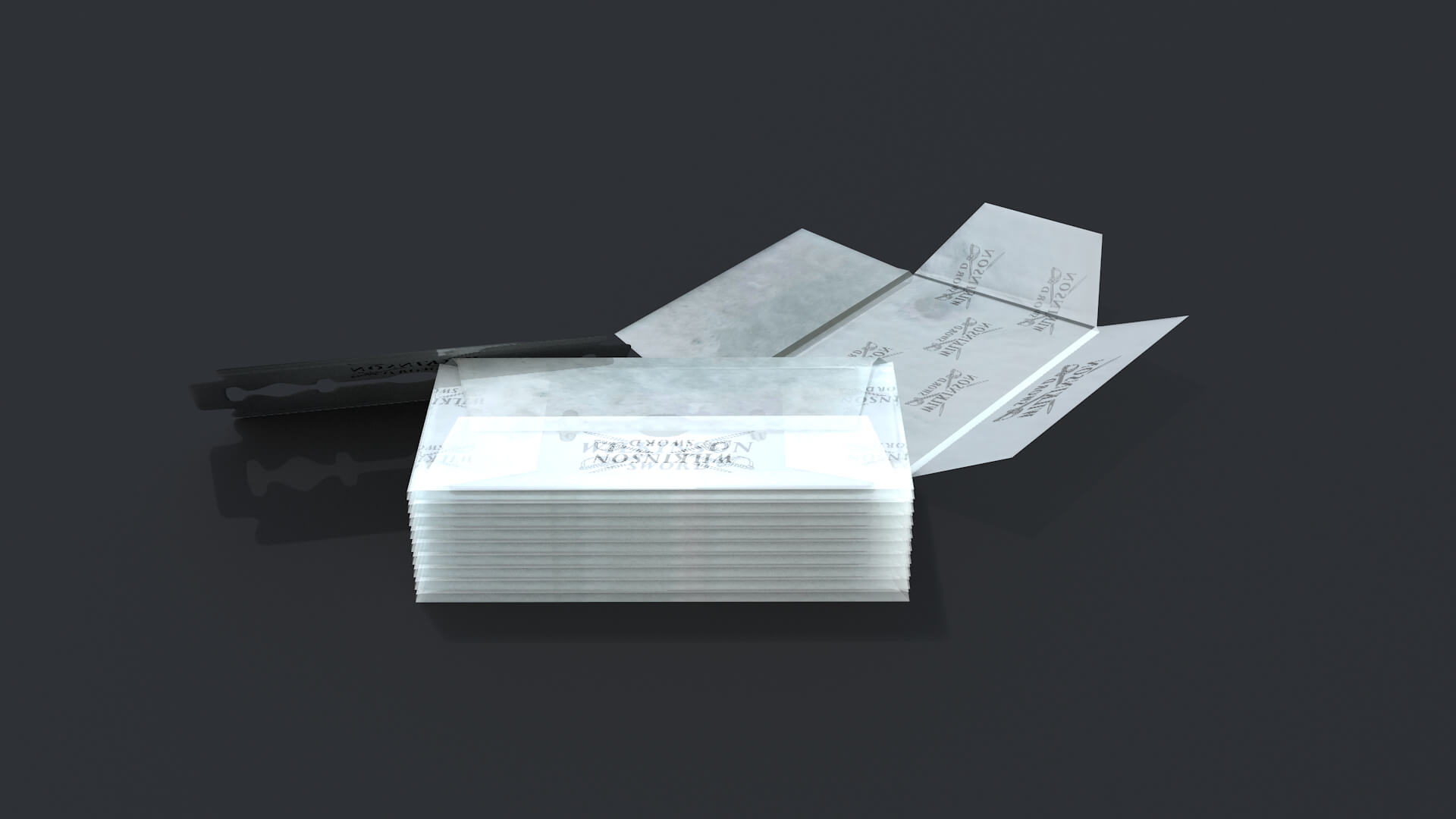Razor Blade and Packaging 3D Model