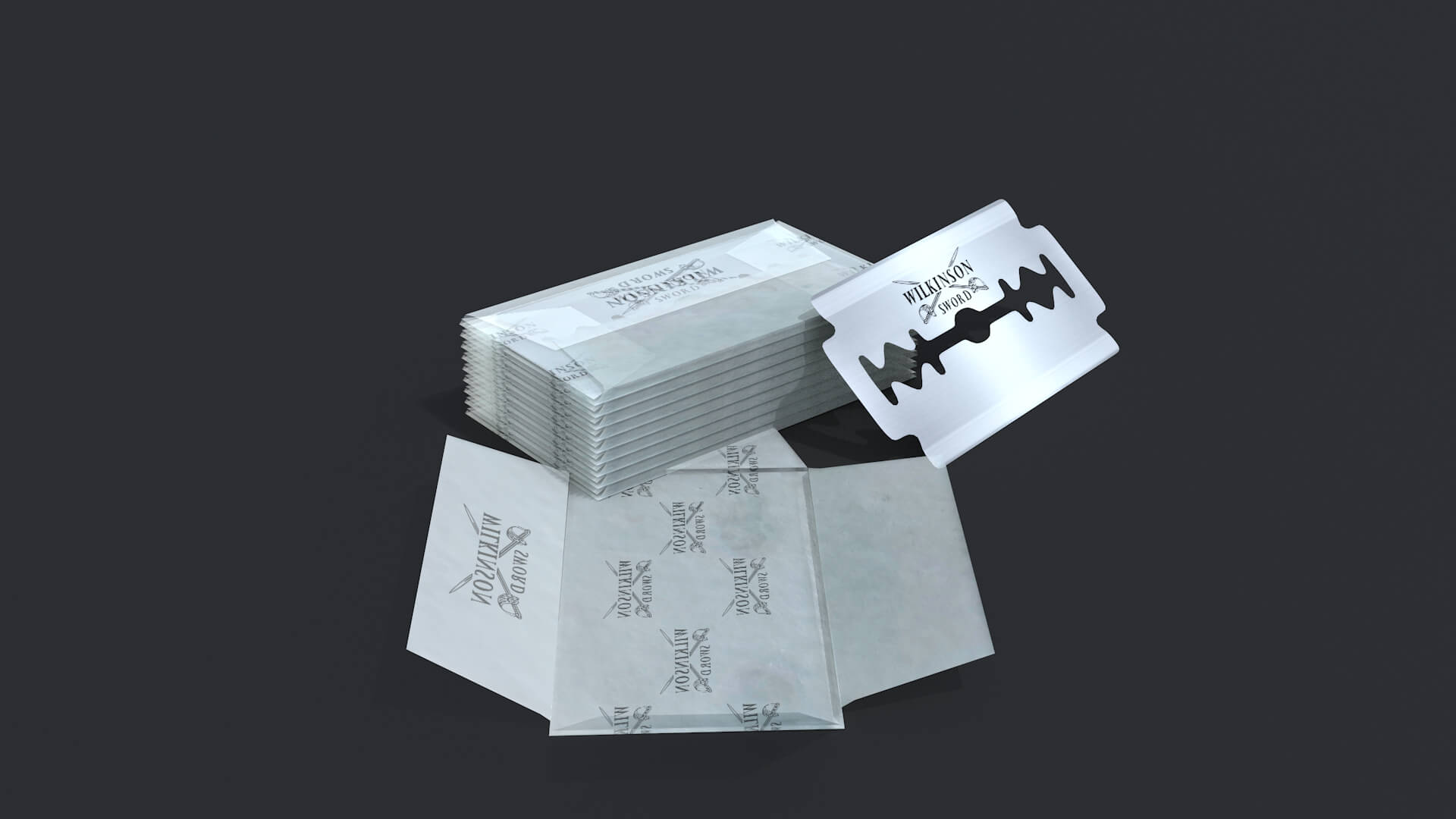Razor Blade and Packaging 3D Model