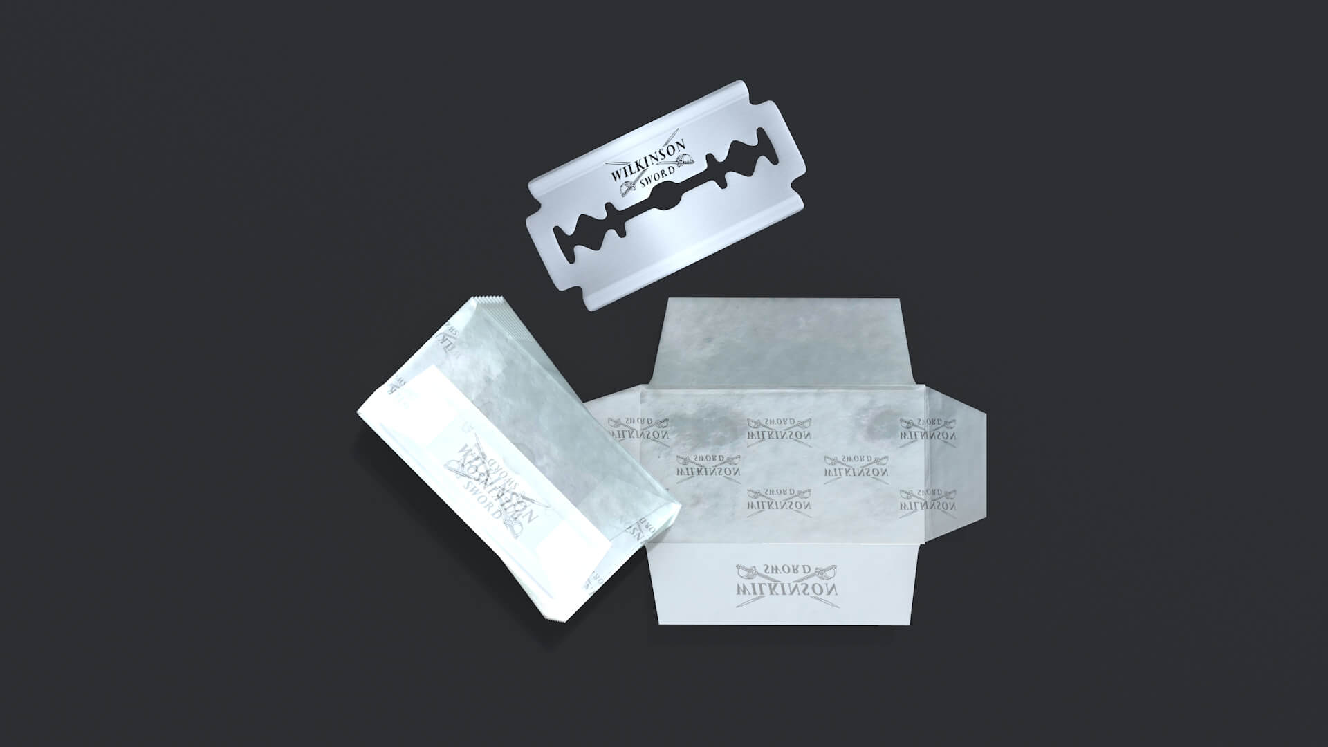 Razor Blade and Packaging 3D Model