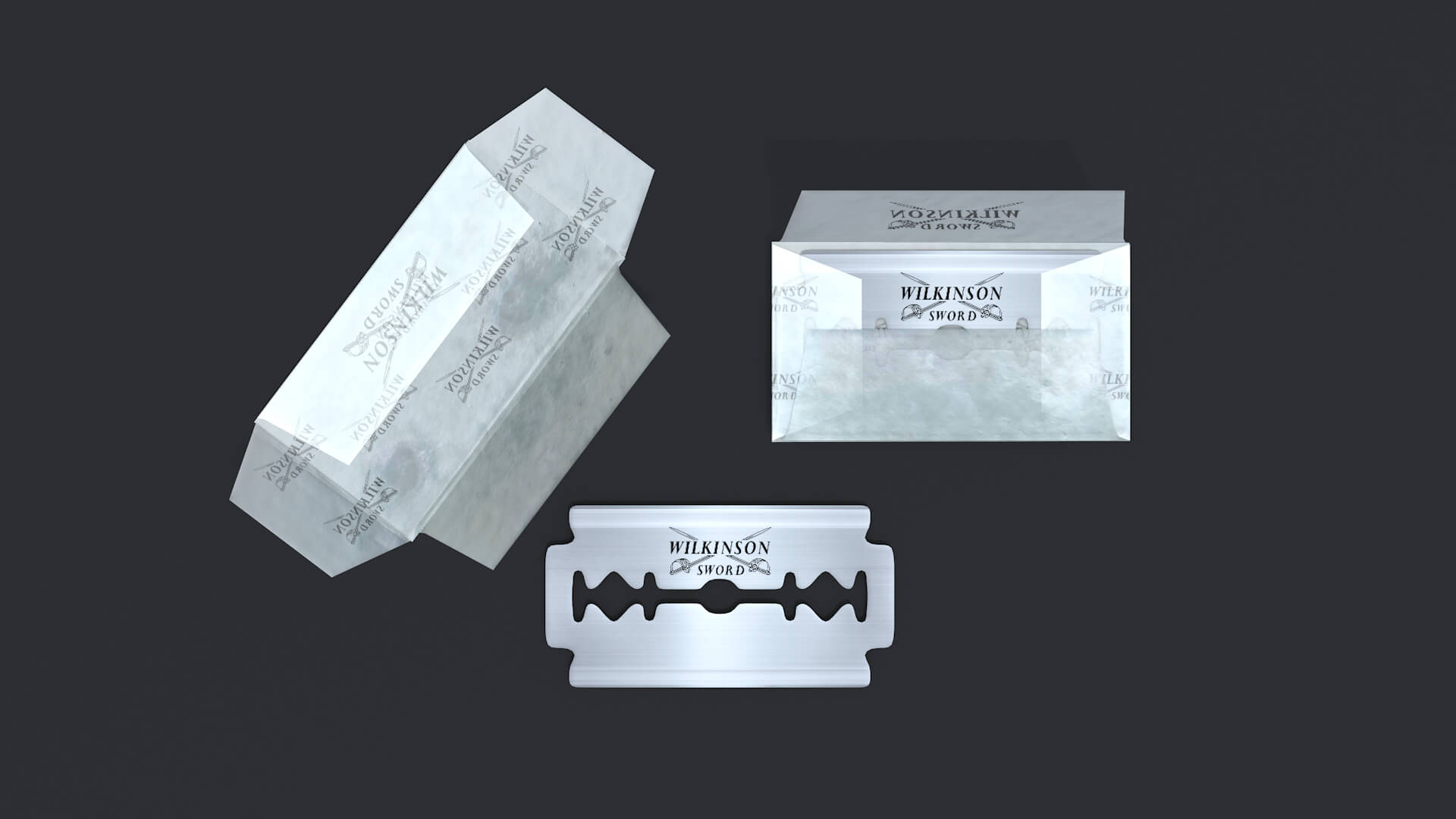 Razor Blade and Packaging 3D Model