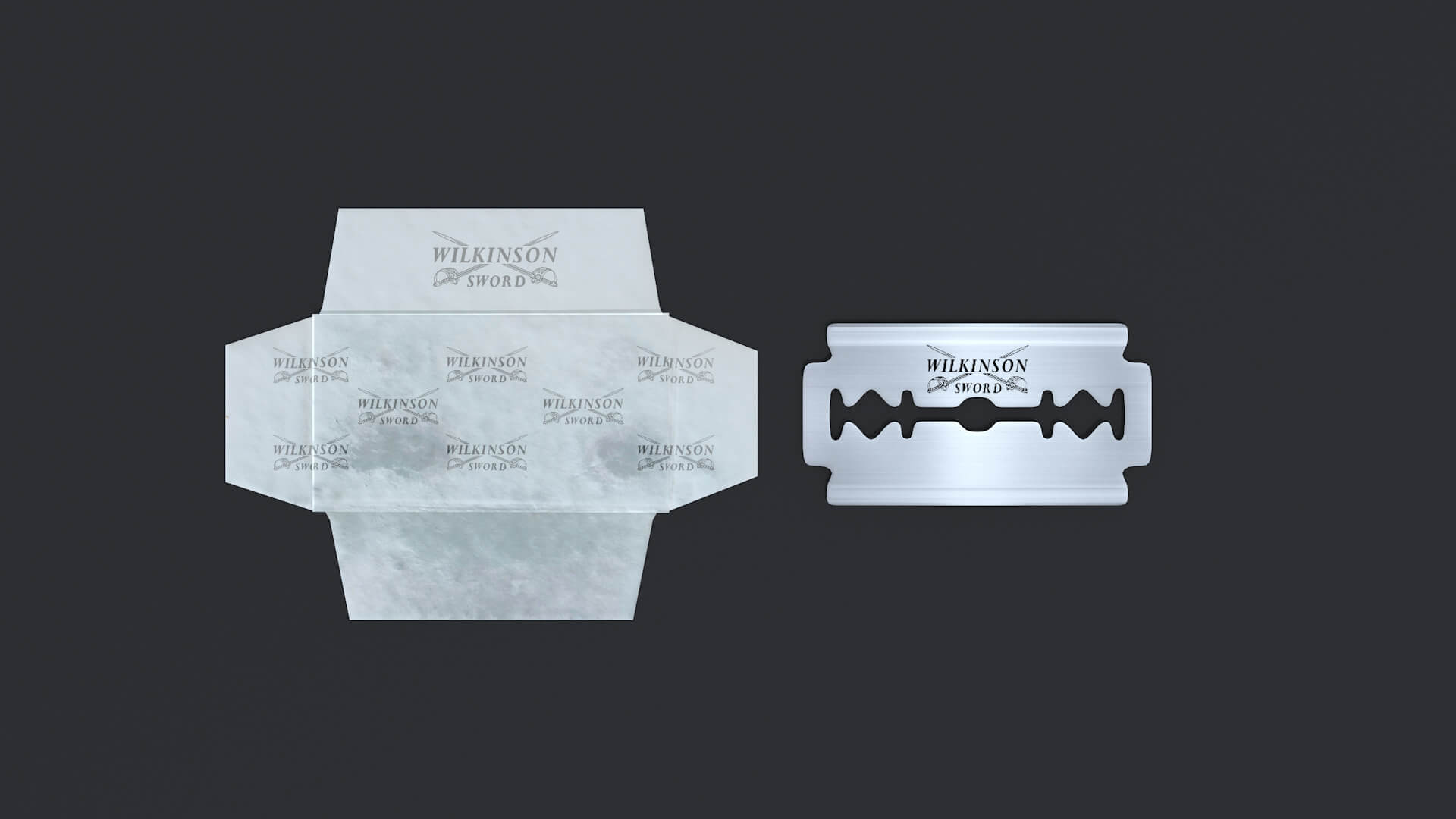 Razor Blade and Packaging 3D Model