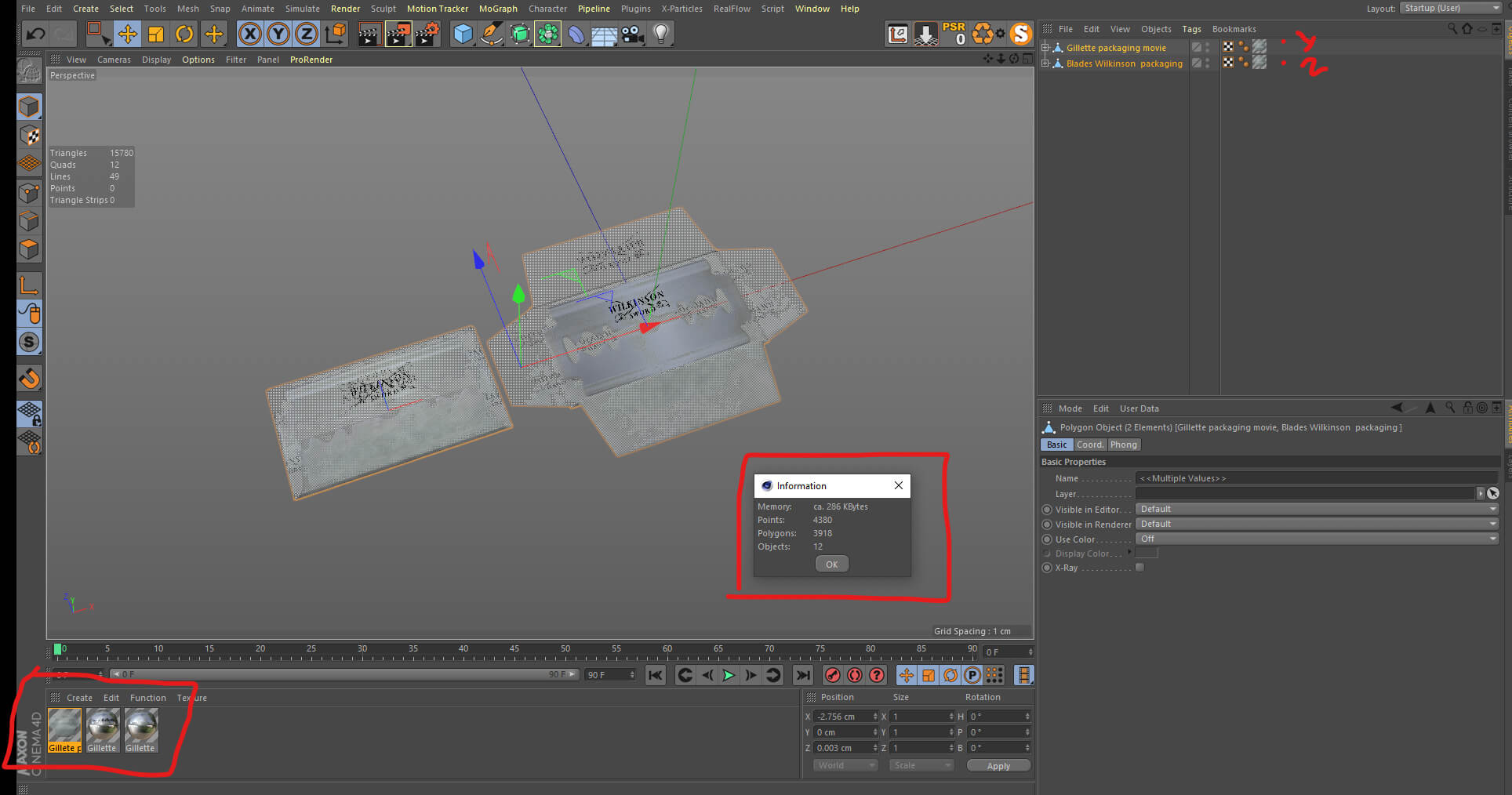 Razor Blade and Packaging 3D Model
