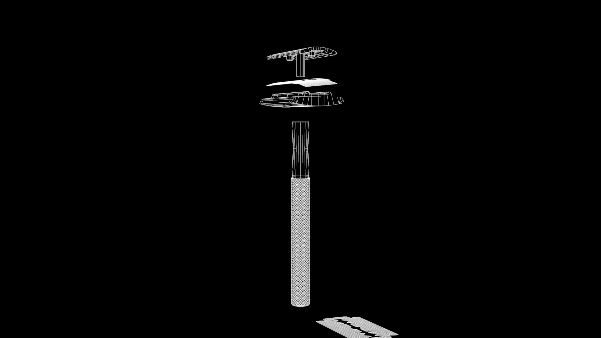 Retro Blade Shaving 3D Model