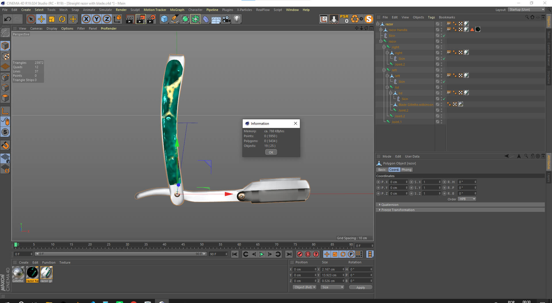 Straight Razor with Blade 3D Model
