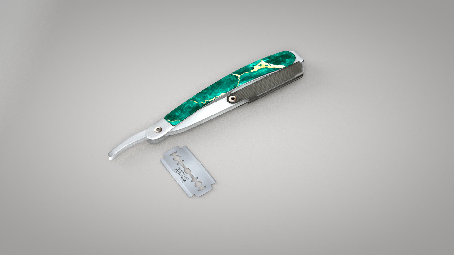 Straight Razor with Blade 3D Model