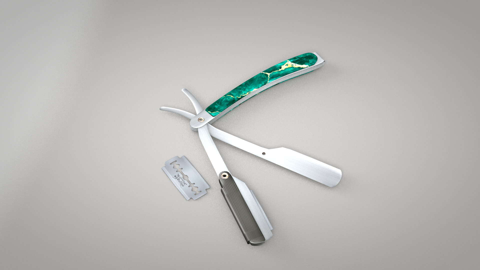 Straight Razor with Blade 3D Model