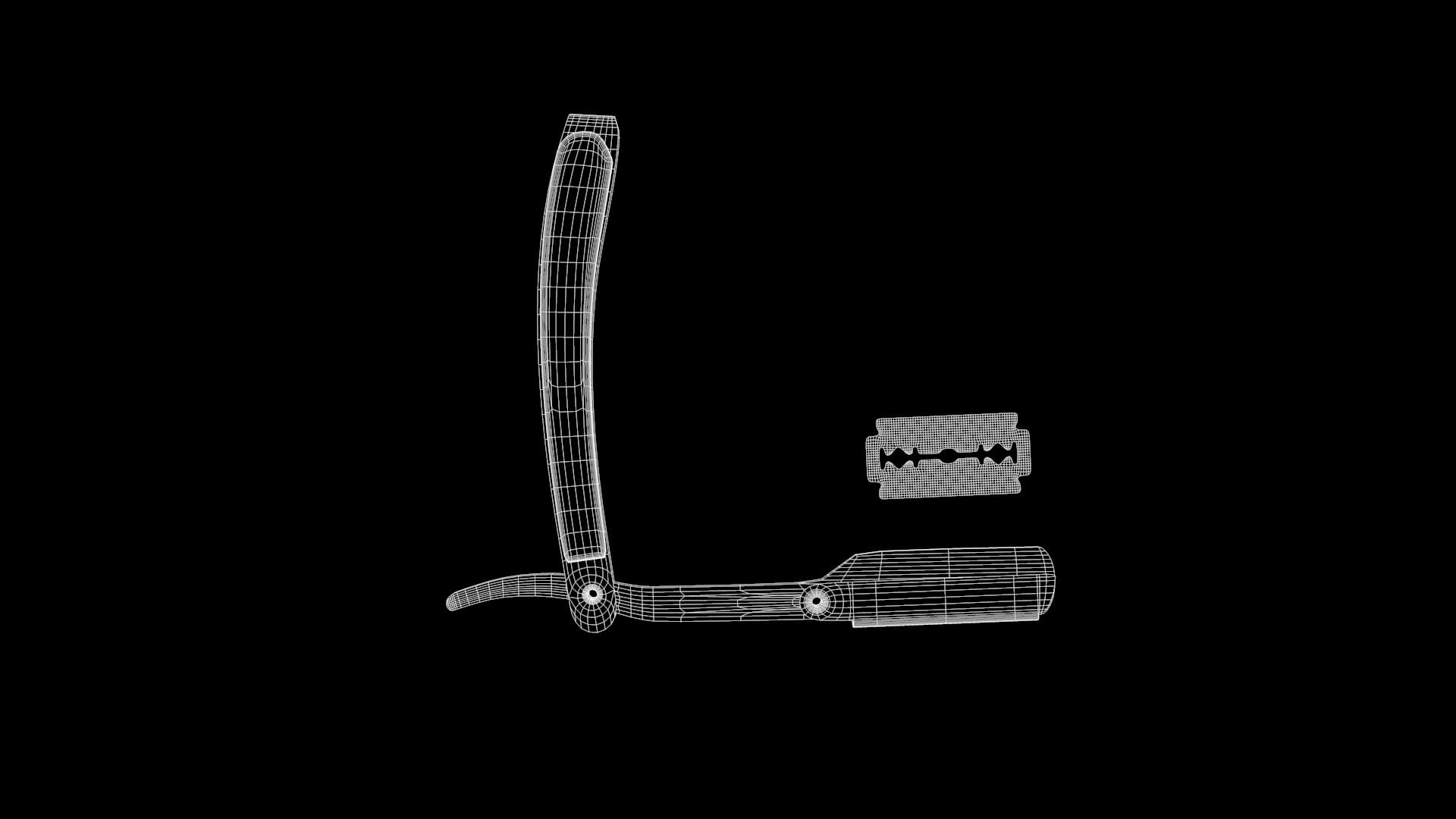 Straight Razor with Blade 3D Model