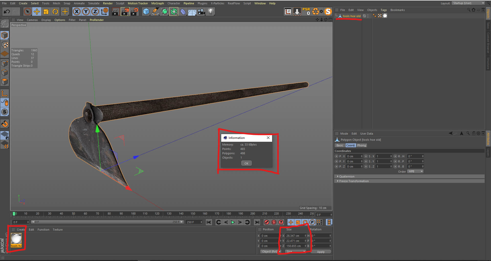 Tools Hoe Old 3D Model