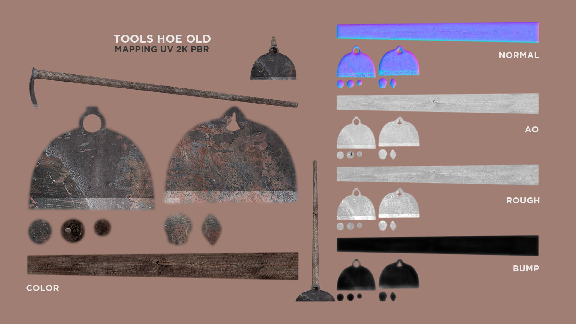 Tools Hoe Old 3D Model