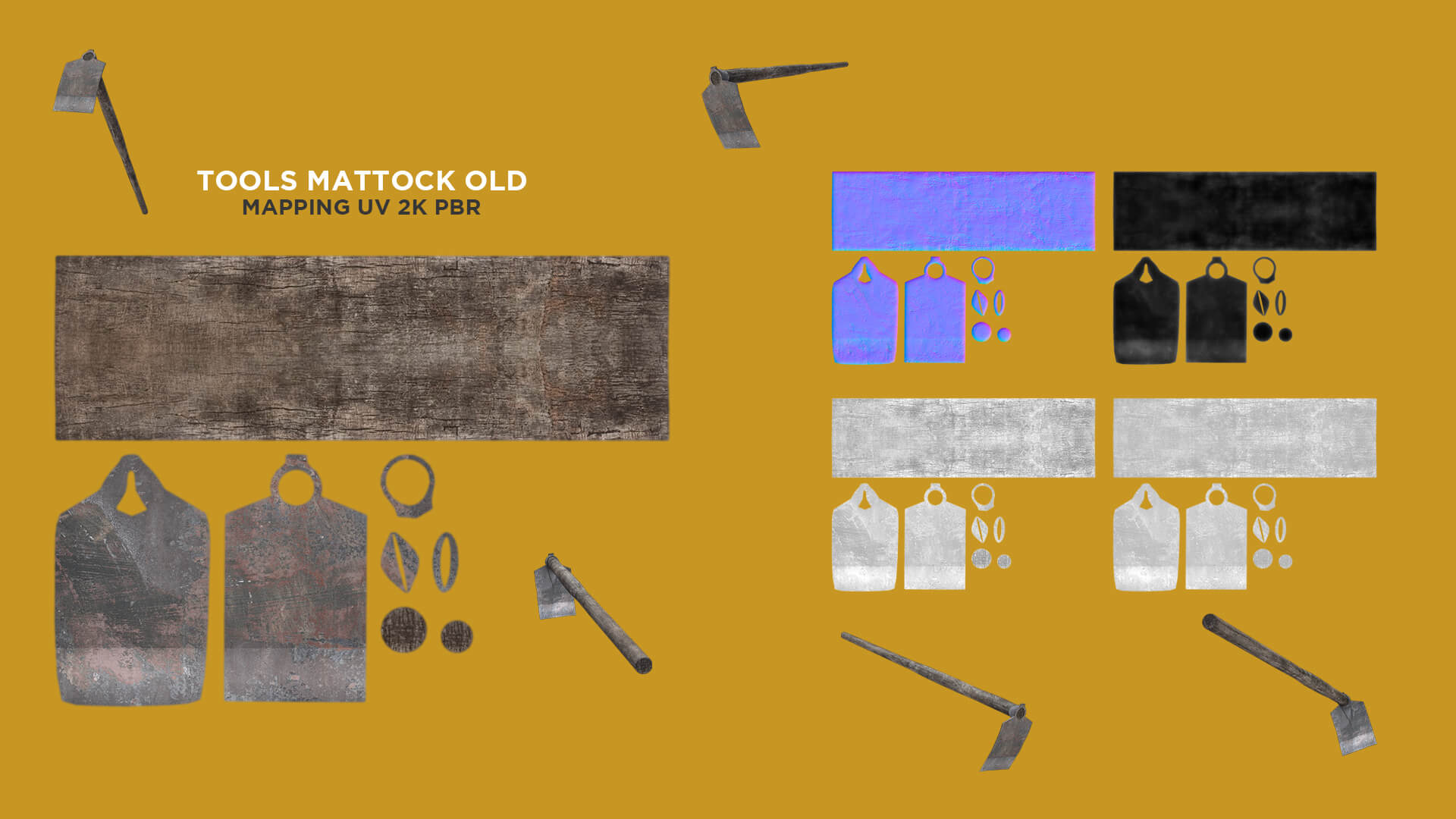 Tools Mattock Old 3D Model