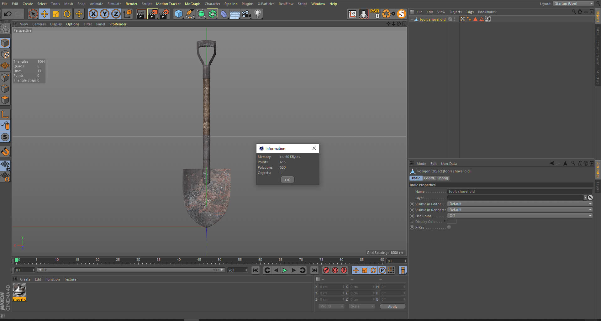 Tools Shovel Old 3D Model