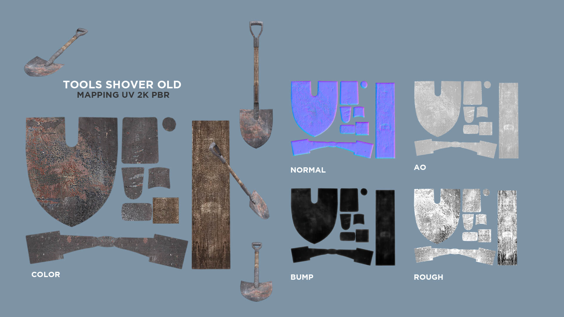 Tools Shovel Old 3D Model