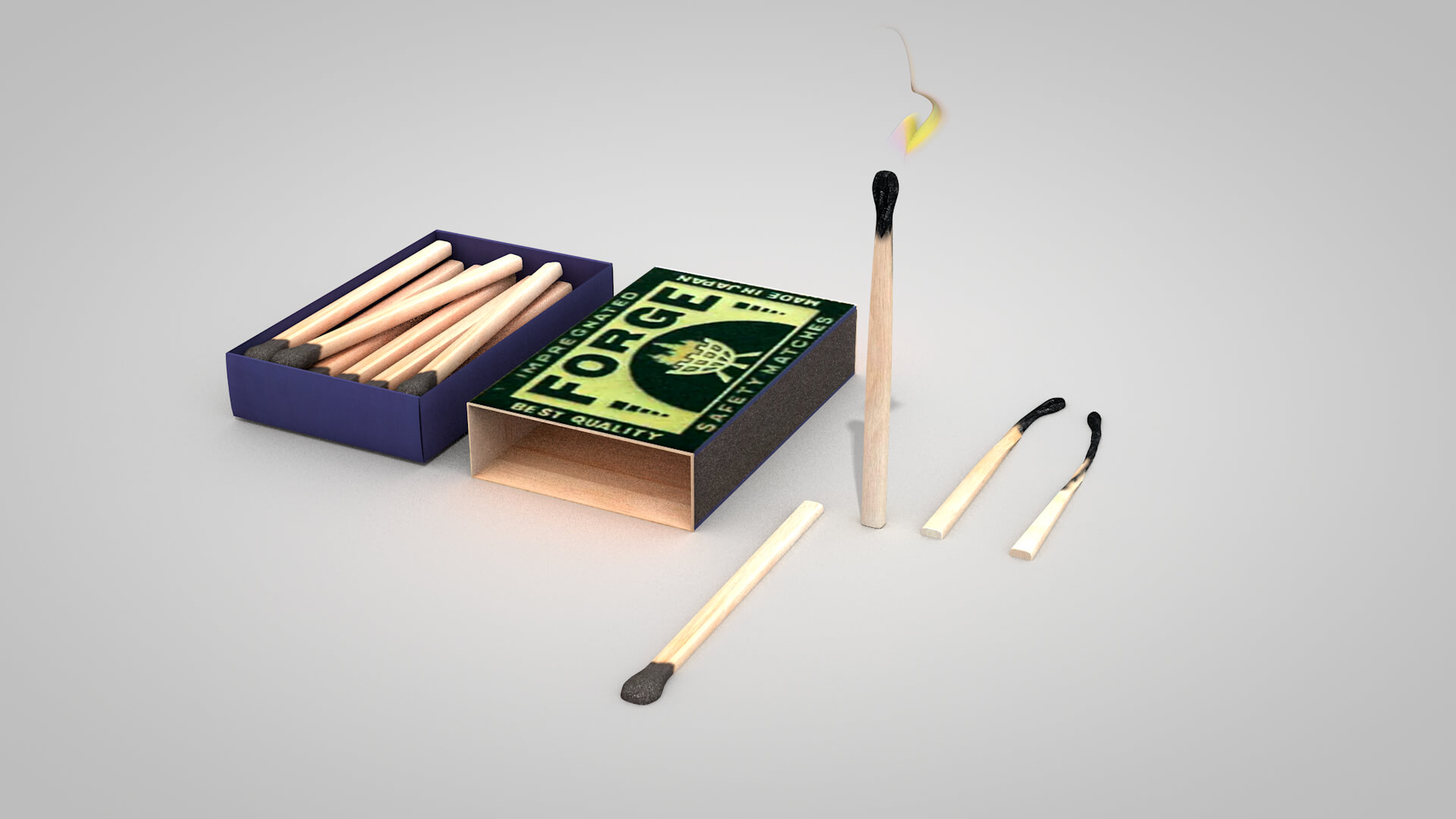 Wooden Matches Antique 3D Model