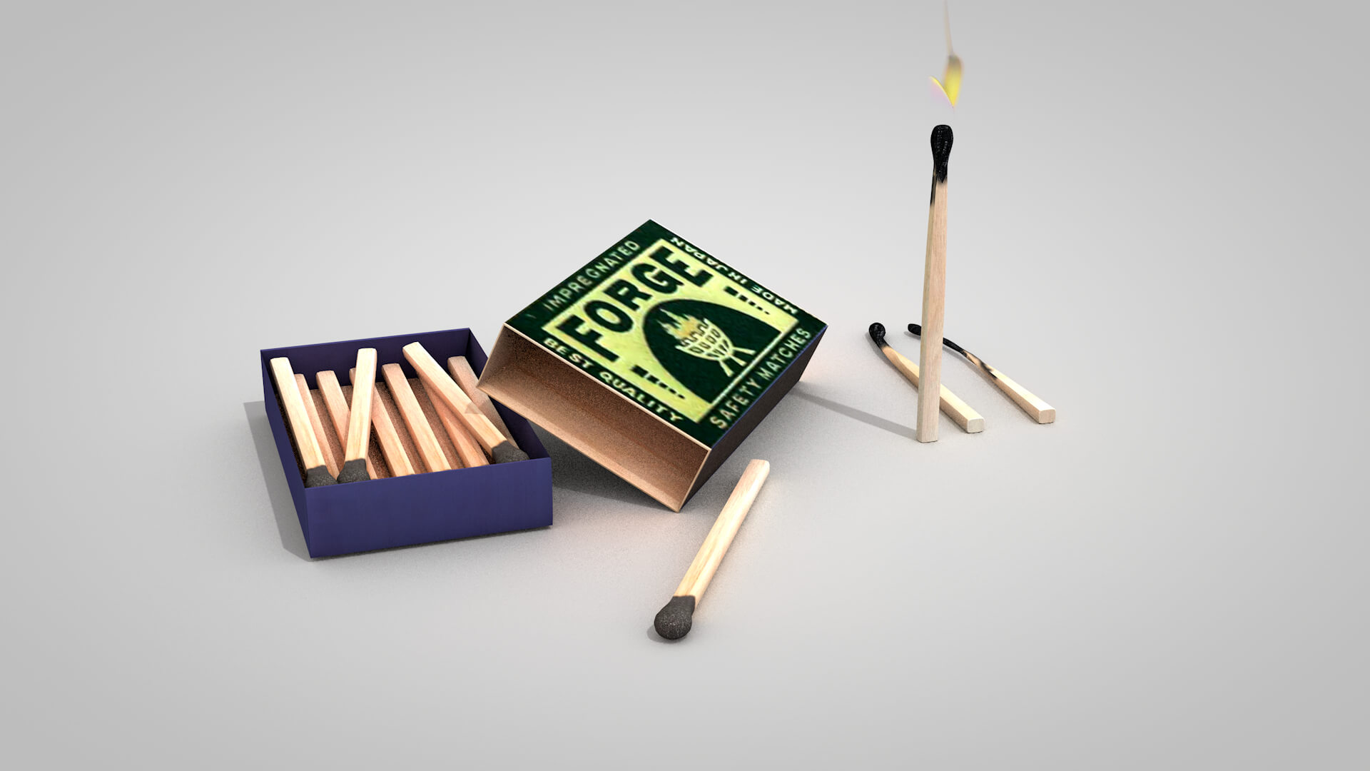 Wooden Matches Antique 3D Model