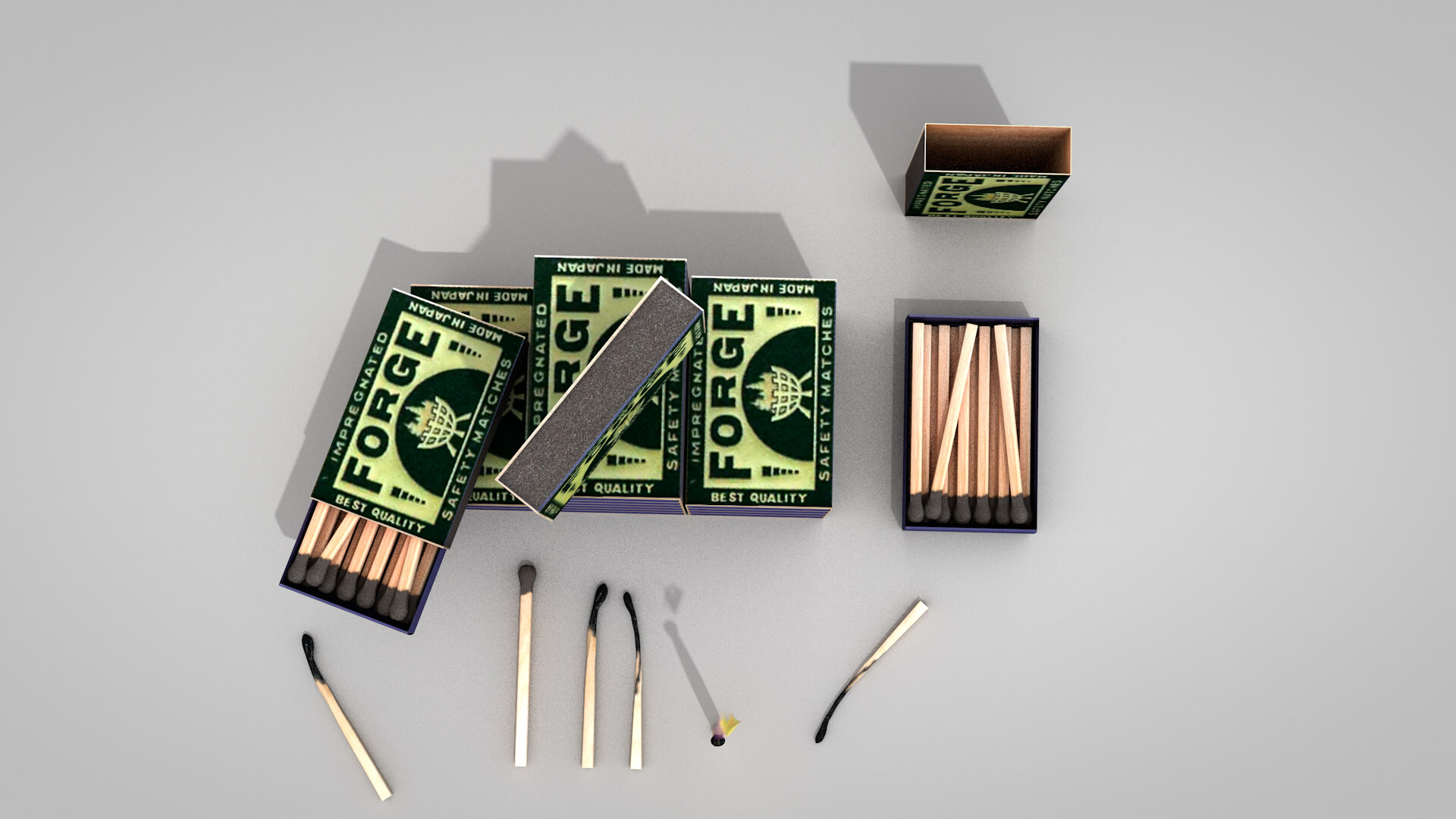 Wooden Matches Antique 3D Model