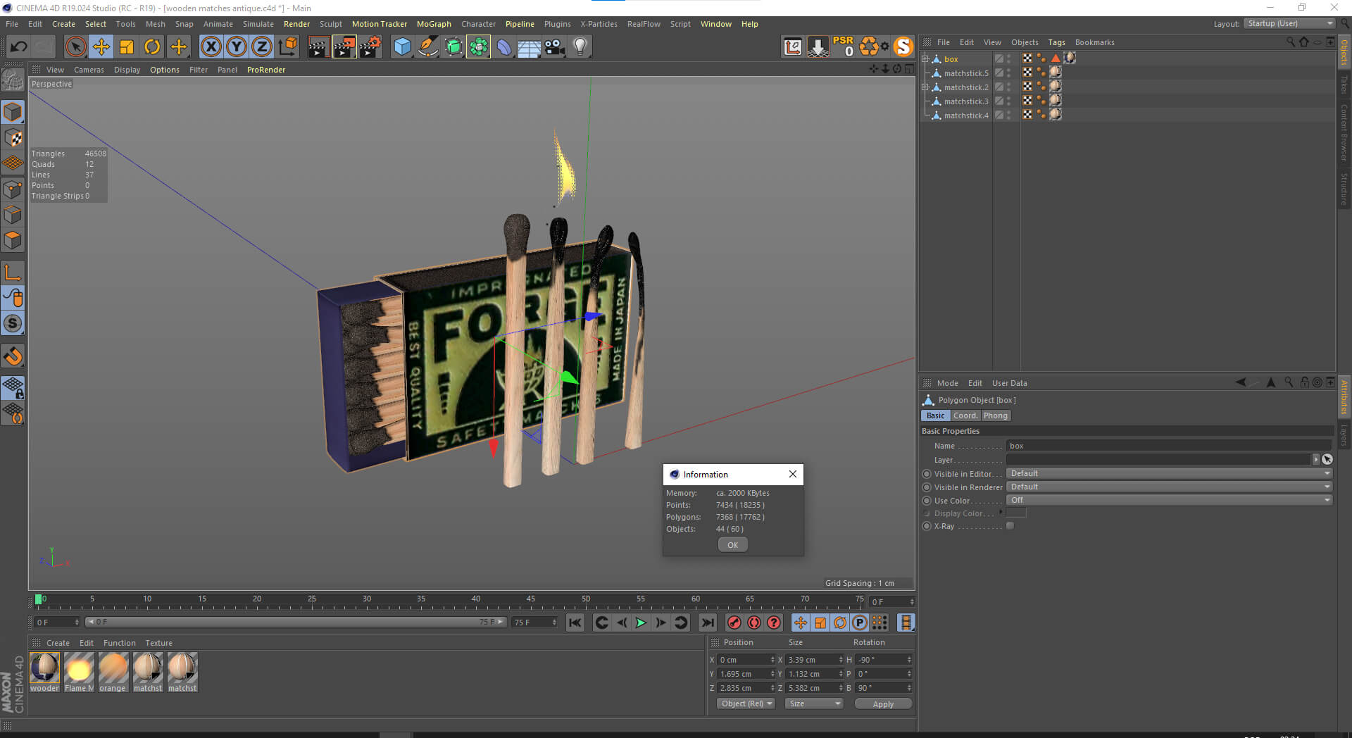 Wooden Matches Antique 3D Model
