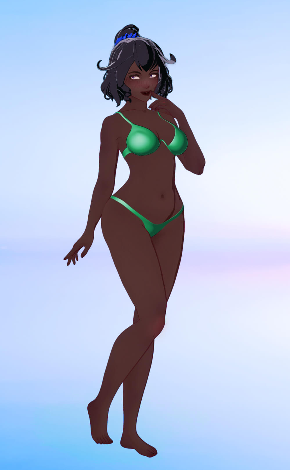 Itsy Bitsy Green Bikini 3D Render, Digital Artwork by Rhibles