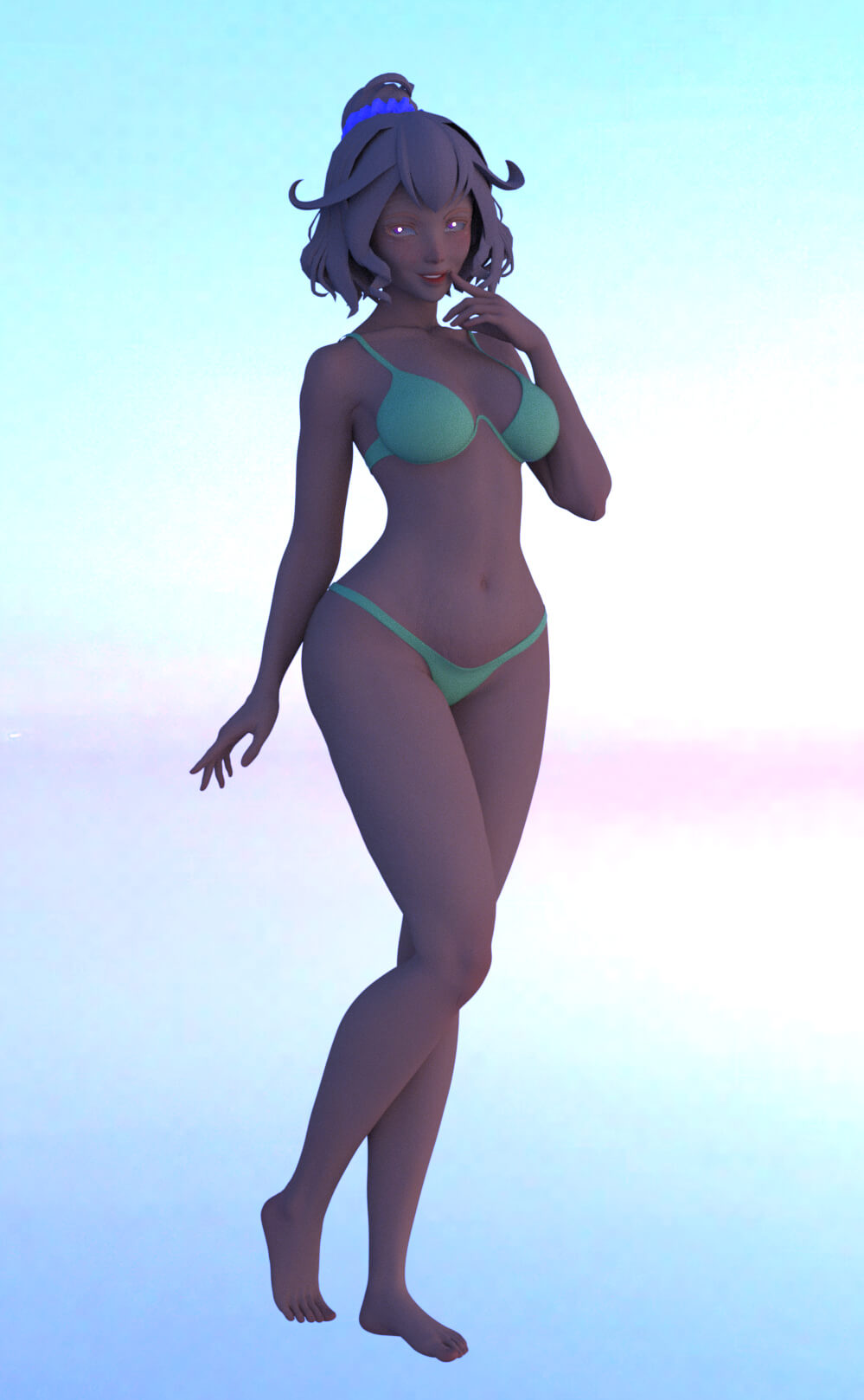Itsy Bitsy Green Bikini 3D Render, Digital Artwork by Rhibles