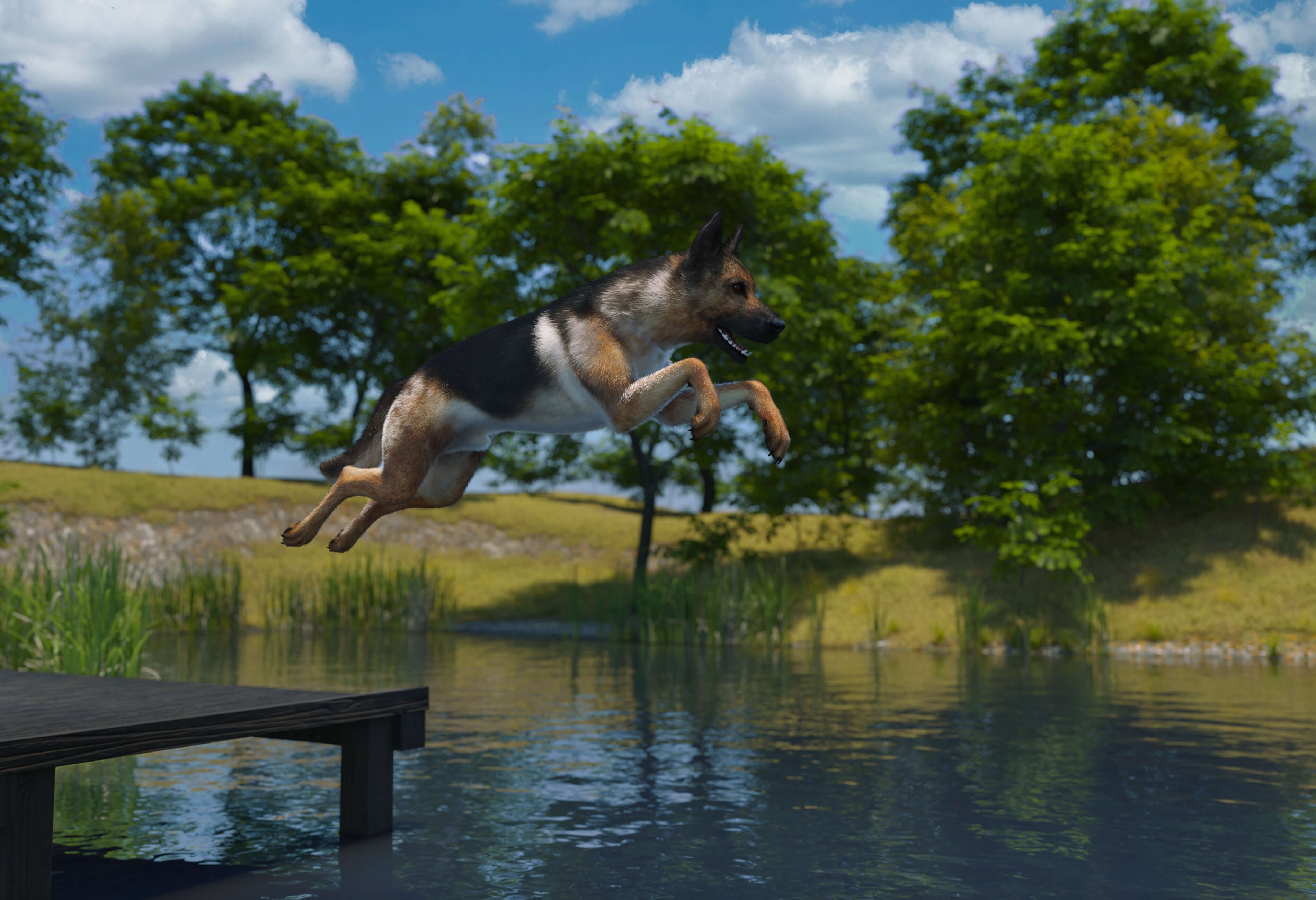 German Shepherd 3D Render, Digital Artwork by RickWesh