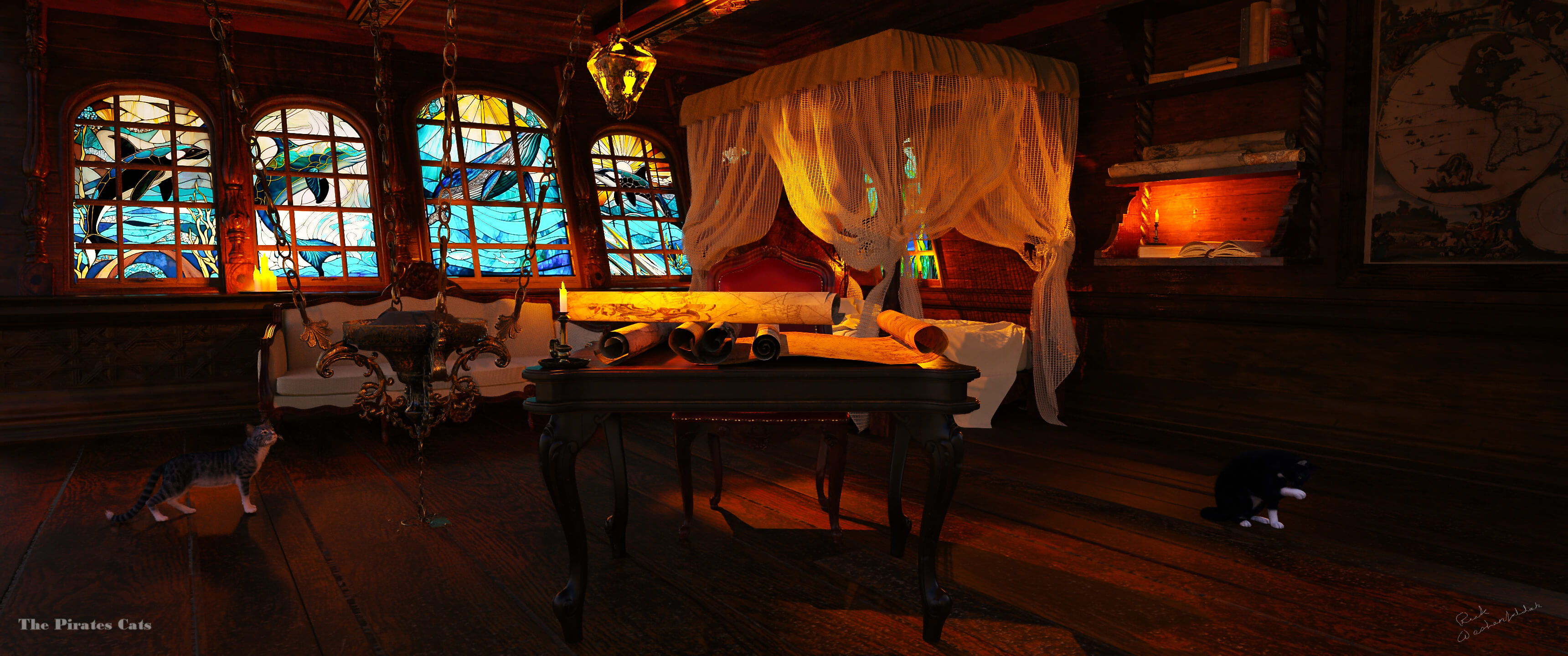 The Pirates Cats 3D Render, Digital Artwork by RickWesh