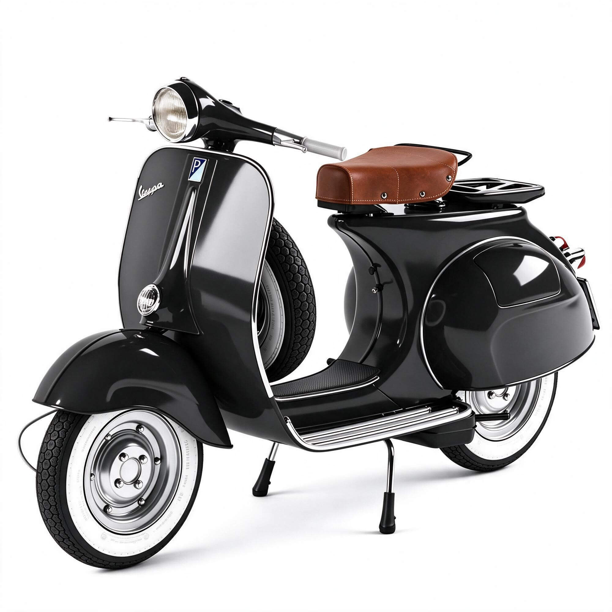 Black Classic Vespa Retro Scooter 3D Model 3D Model