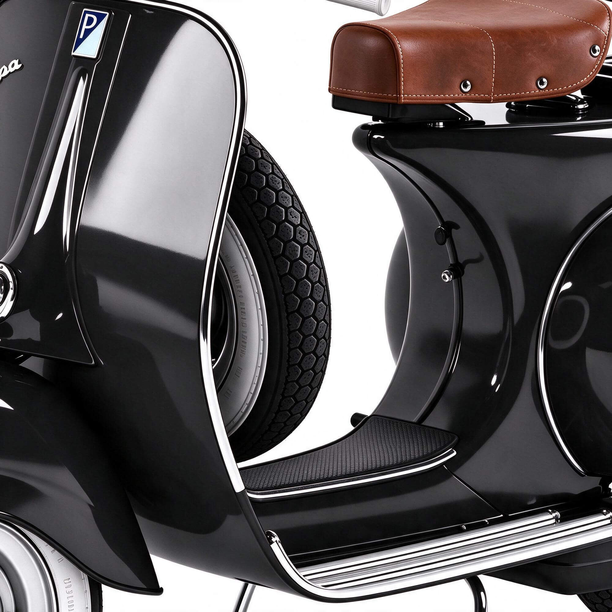 Black Classic Vespa Retro Scooter 3D Model 3D Model